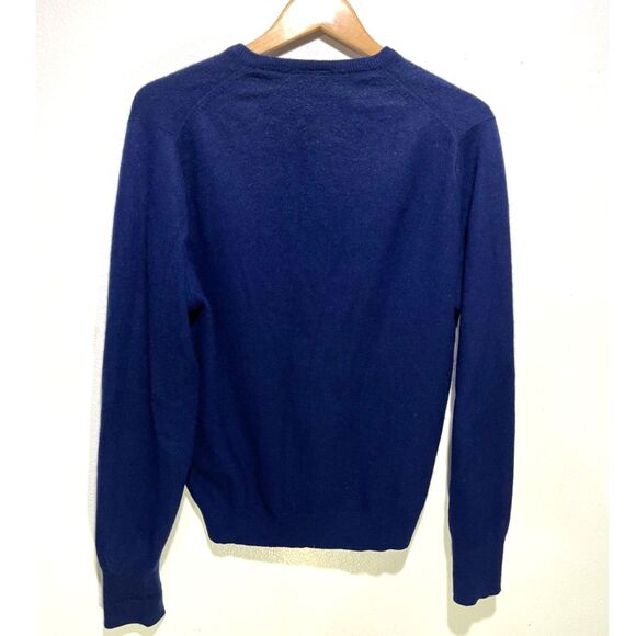 ST Michaels cashmere sweater britain made V neck navy blue winter preppy men 40 - Picture 2 of 3